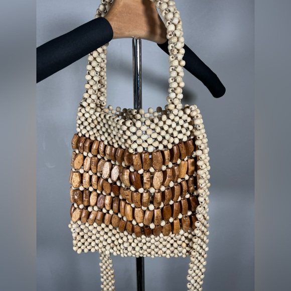 Wooden beaded purse. Long strap for a crossbody or shoulder purse - Picture 4 of 6